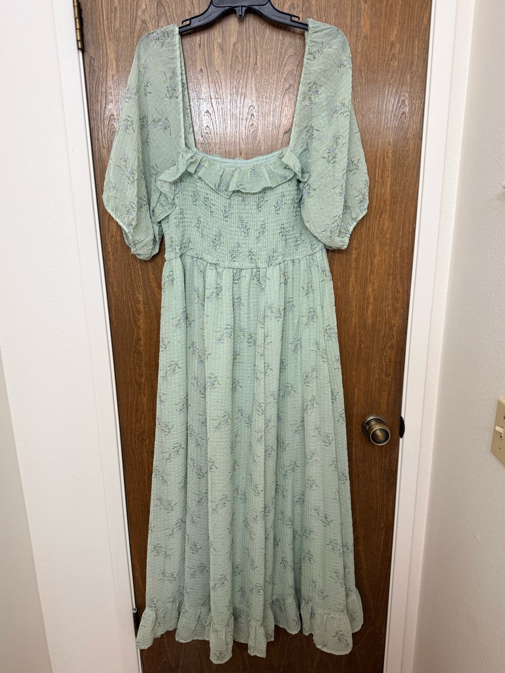 Elle Smocked Floral Ruffle Maxi Dress in Green Tea Floral NWOT - Picture 7 of 9